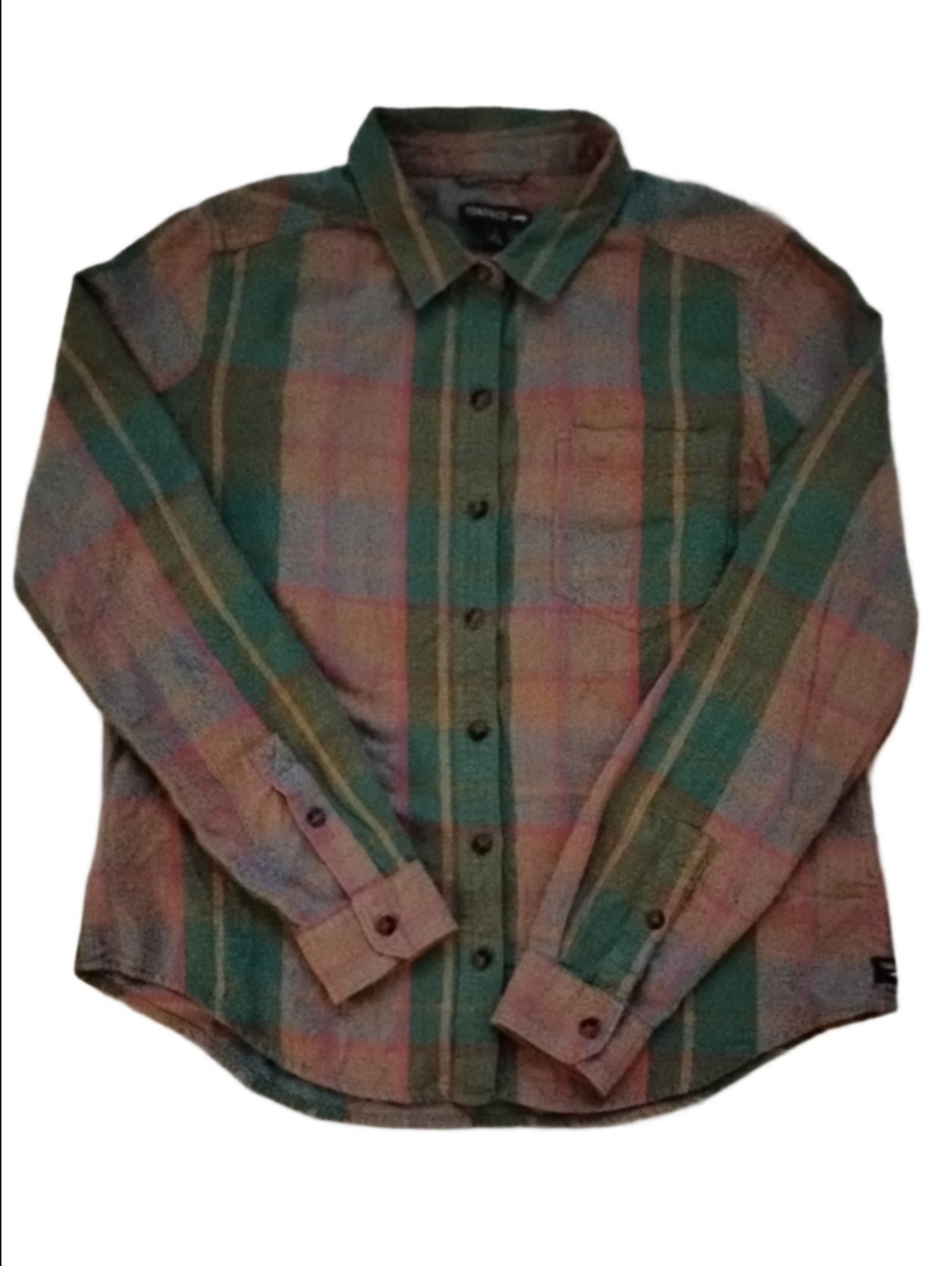 Toad&Co Plaid Long-Sleeve Button-Down in Green and Pink
